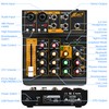 Mini Audio Mixer, Portable Mini4 DJ Board Mixer with USB