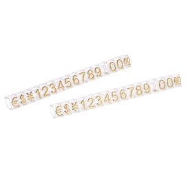 MECCANIXITY Adjustable Removable Mini Cube Price Tag Display Number Letter Price Label Stand Block Kit for Shop Counter Gold on Clear,3.3x5.6mm,16 Sets