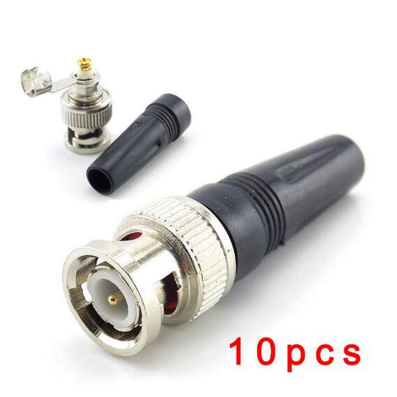 BW® 10pcs RG59 BNC Male Plug Pin Solderless Straight Angle
