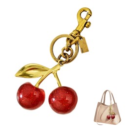 HXHWKEN Cherry Bag Charm Versatile Cherry Bag Charm with Shiny Resin Metal Cherry Keyring for Purses Bags Keys