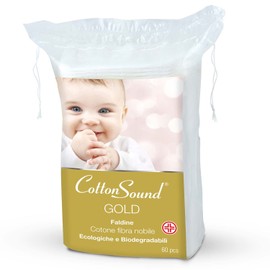 COTTON SOUND Gold Baby Faldine Pack of 60 for Children, 100% Hydrophilic Cotton, Checked 9 x 11 cm, Hypoallergenic and Biodegradable, Dermatologically Tested, Made in Italy