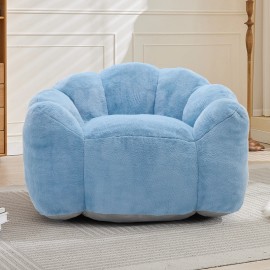 Modern Lotus Type Compression Sofa Bean Bag Foam Fill One Seat Extra Soft Comfort-Easy Move Installation for Living Room Bedroomsize: 110*100*68CM, color: Blue