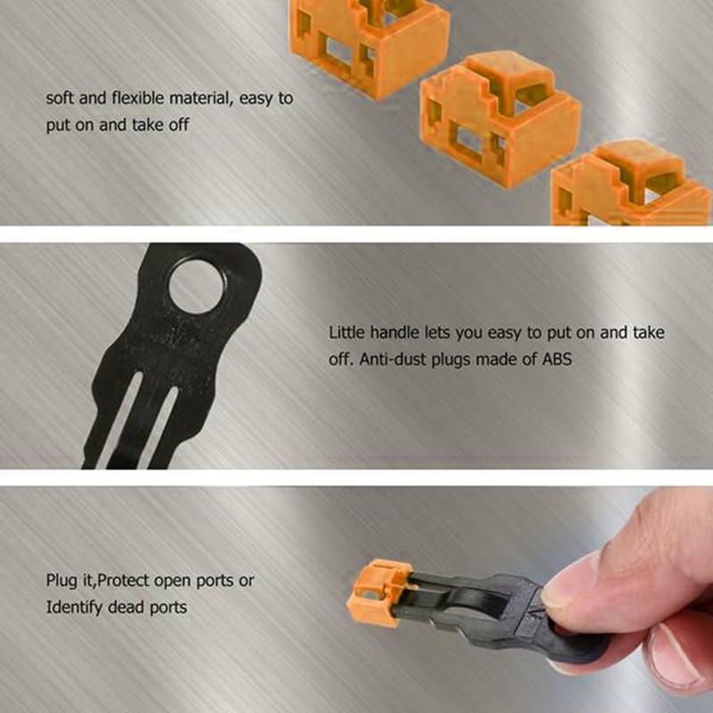 Snblzhef 500Pcs Orange RJ45 Port Ethernet LAN Hub Anti Dust