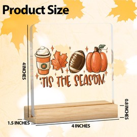Tis the Season Fall Decor Retro Fall Decorations for Home Office Autumn Pumpkin Decorations Sign Rustic Thanksgiving Acrylic Decor for Table 5 x 5 inches