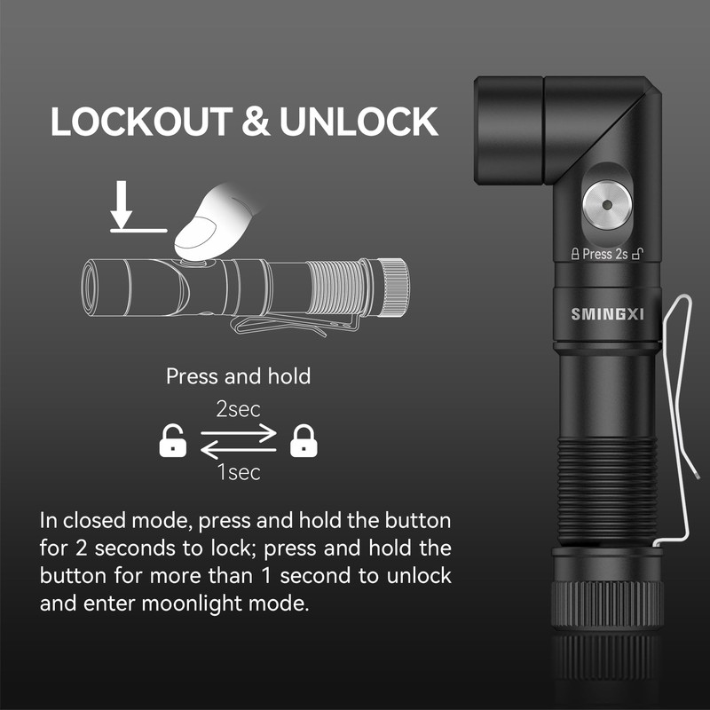 SMINGXI T5 1400 Lumens Rechargeable LED Flashlight, 90 Degree Adjustable