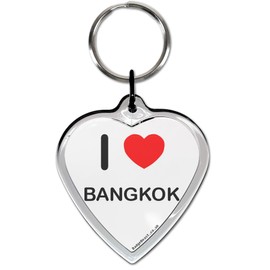 I Love Bangkok Heart Shaped Keyring, clear