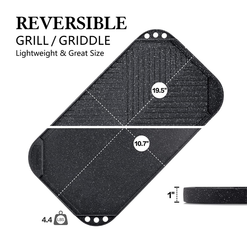 SENSARTE Nonstick Griddle Grill Pan, Pro-Grid Reversible Grill & Griddle