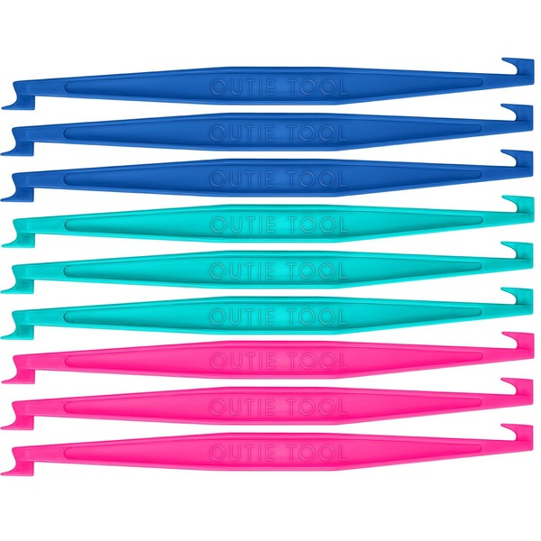 Outie Tool | Clear Aligner Invisible Braces Removal Tool | Patented Design | Hot Pink Singles, Pacific, and Sky Blue Bulk | 60 Count