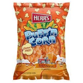 Herr's Cheesy Hulless Puff'n Corn, 4.5 Ounce (Pack of 12 bags)
