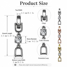 Bracelet Extender Clasp, 2 PCS Jewelry Extension Set for Bracelet, Necklace, and Watch, Copper Material with Crystal Rhinestones, Secure Fold Over Lock, Silver Tone (Rose Gold+Platinum Gold)