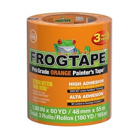 FrogTape ProGrade Orange Painters Tape, 2 Inch Wide (1.88 in. x 60 Yds), High Adhesion, Paint Tape for Indoor & Outdoor Applications, Orange, 3 Rolls (105673)
