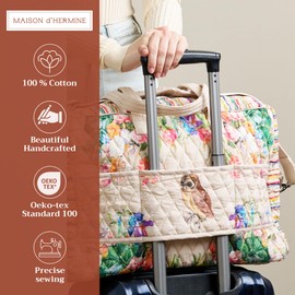 Maison d' Hermine Weekender Bags for Women Cotton Quilted Duffel Overnight Luggage Weekend Bag for Men Gym Sports Gifts Travel Business Travellers Family Trip (Master Piece)