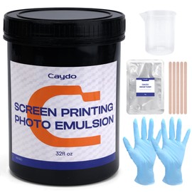 Caydo Screen Printing Emulsion, 32oz Large Capacity Photo Emulsion with Diazo Sensitizer, Measuring Cup, Gloves, and Stir Sticks, Screen Printing Emulsion Kit for Screen Printing Frames