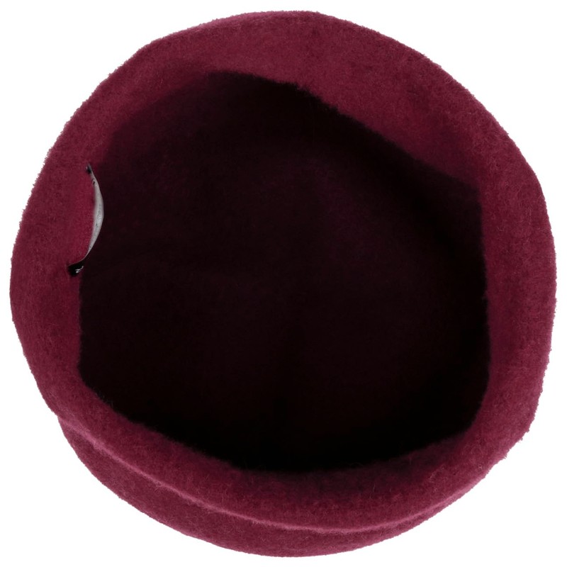 Seeberger Ladies Milled Wool Beret Hat with Cuff, raspberry
