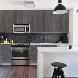 Oxdigi 23.6” X 196” Black Grey Wood Contact Paper for Cabinets Waterproof/Peel and Stick Wallpaper for Kitchen Countertops/Self Adhesive Contact Paper for Furniture Table Desk Backsplash/Removable