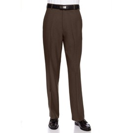 RGM Mens Dress Pants Flat Front - Machine Washable Casual Pants for Everyday Comfort - Versatile Mens Dress Slacks for Office, Travel, Events & Everyday Wear Brown 33W x 32L