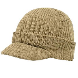Radar HybriCap Visor Cap Hat with Bill Winter Cold Weather Military Cadet Tactical Look Billed Knit Khaki Tan Beige
