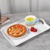 2 Pack Melamine Serving Trays with Handles, Large White Rectangular