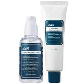 Klairs Moisturizing Cream, Face Moisturizing, Set of 2, Rich Moisture, Smoothing Serum, 2.7 fl oz (80 ml), Soothing Cream, 2.8 oz (80 g), Ceramid Ample, Serum, Hyaluronic Acid, Face Cream, Moisturizing, Sensitive Skin, Highly Moisturizing