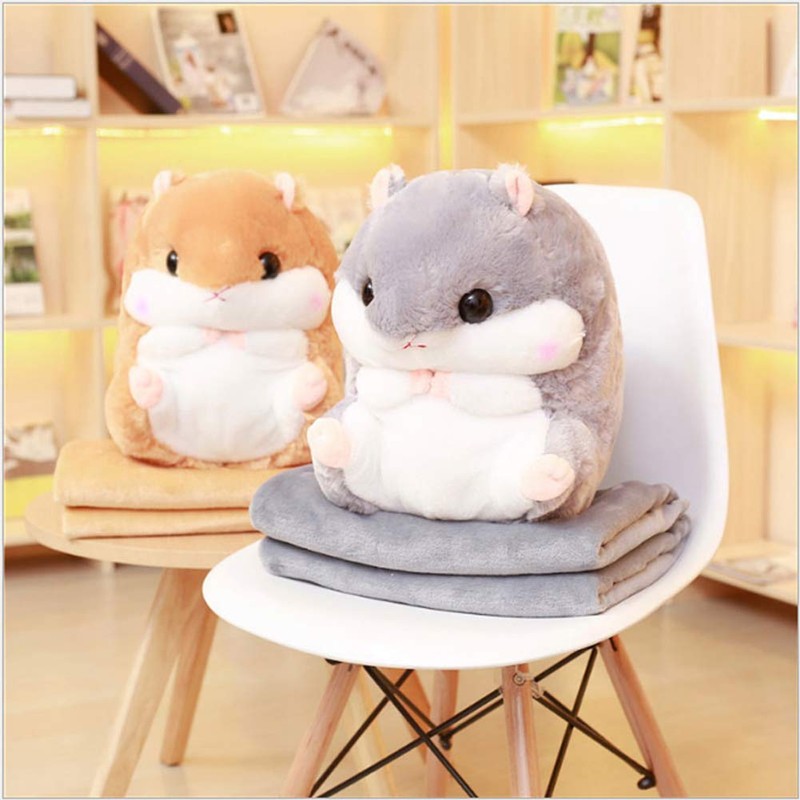 YunNasi Cuddly Plush Stuffed Hamster Pillow with Comfortable Blanket of