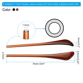 PATIKIL Glasses End Tips, 4 Pairs Eyeglass Anti Slip Ear Sock Pieces Tube Sleeve Hard Plastic for Round Thin Metal Eyeglass Temple 3025 3026, Black Brown