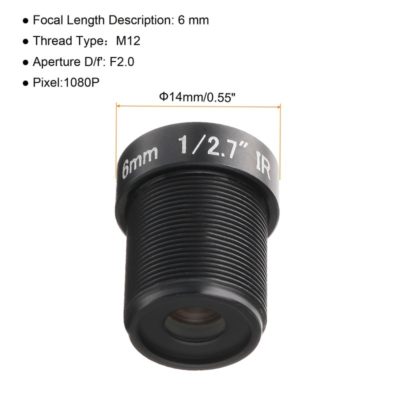 sourcing map 6mm CCTV Camera Lens 1080P F2.0 FPV Wide