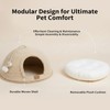 Cat Cave Bed with Washable Cushion and Ball, Handwoven Cotton