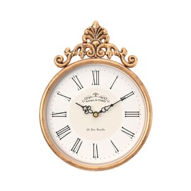 Abdurey Small French Retro Decorative Wall Clock,Antique Gold Round Vintage Style,Battery Operated Silent Boho Decor Wall Clocks for Farmhouse,Kitchen,Bathroom,Bedroom(10.3" H x 7.7" W)