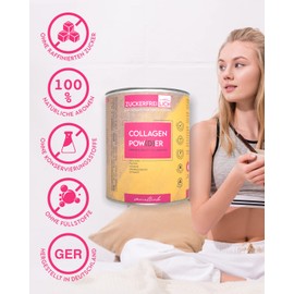 ZUCKERFREIlich Collagen Pulver vanille 240g ohne Zucker, Kollagen mit Vitaminen, zuckerfreies Protein und Spurenelementen, hochdosiert mit 7.000 mg Kollagenhydrolysat pro Portion