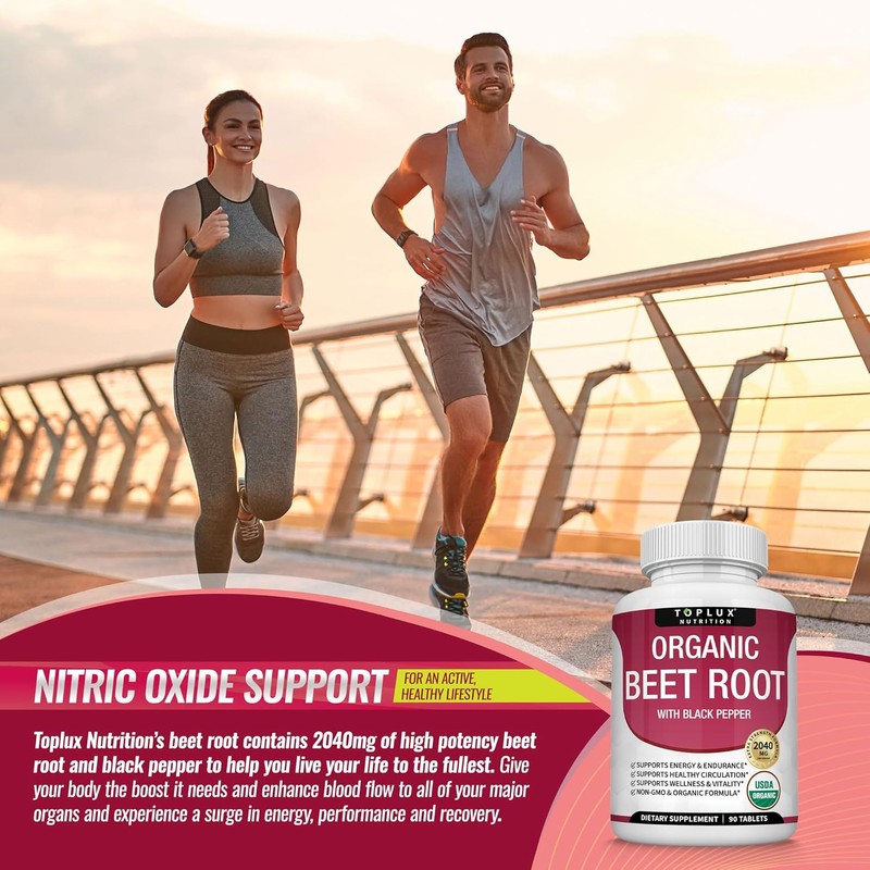 Organic Beet Root Powder Tablets - 2040mg Natural Nitric Oxide