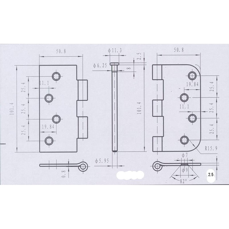 Richelieu 81822FBB Onward (3-Pack) 4-inch (102 mm) Full Mortise Butt