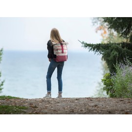 EverVanz Roll Top Waterproof Hiking Backpack, Women's and Men's Lightweight Leisure Backpack, Stylish School Bag with USB Charging Port Polyester, Revelstripe.