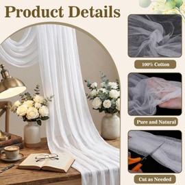 Zealor 36 In x 40 Yard Grade 10 Reusable Cheese Cloth for Straining 100% Unbleached Cotton Cheesecloth Roll for Craft, Cooking, Wedding White Gauze Table Runner, Halloween Creepy Cloth, Sheer Curtain