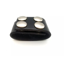 Unbranded Black Vegetable Tanned Leather Duty Double Belt Keeper Strap Snap Large 2"