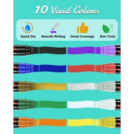 Acrylic Marker, 15 mm Jumbo Felt Tip, 10 Colours Waterproof and Durable Paint Pens for Marking, Acrylic Marker for Stones, Waterproof, Signs, Calligraphy and Paintings Outdoor