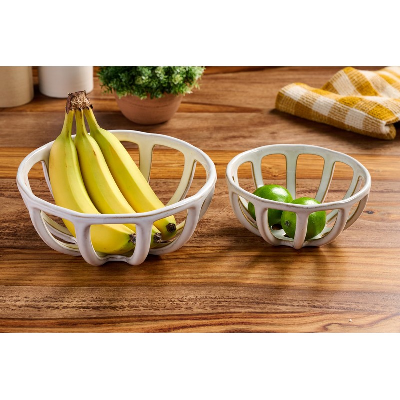 Mud Pie Ceramic Fruit Basket Set, Small 2 1/2" x