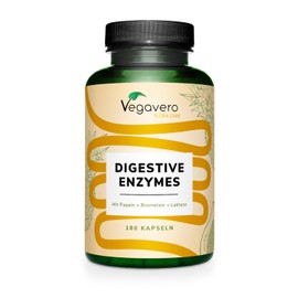 Enzyme Complex Bromelain Papain Amylase Lipase Cellulase Gastric Juice-Resistant DRCaps Natural Digestive Enzymes Laboratory Tested No Additives German Production Vegavero