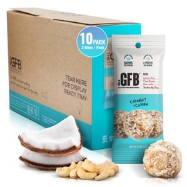 The GFB Coconut Cashew Protein Bites - Gluten Free, Plant Based, Non GMO, Sustainably Made – Ridiculously Tasty, Healthy, Vegan, Protein Energy Balls, 1.2 oz (10 count)