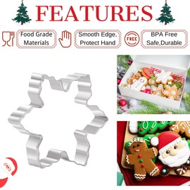 Large Size Christmas Cookie Cutters Set - Christmas Tree, Snowflake,Gingerbread Man, Snowman, Santa Head and Candy Cane - 6 Pieces Xmas Cookie Cutter Shapes for Baking(10cm)