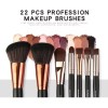 Romo Lux Seguridad Set 22 Brochas Maquillaje Profesional Cepillos Ojos