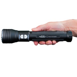 Police Security Twin Power Long Throw Flashlight, 1000 Lumen LED Flashlight, 800M Beam Distance, 33H Max Run Time, Rechargeable & Alkaline Battery Compatible, Slide Focus, USB-C Charging