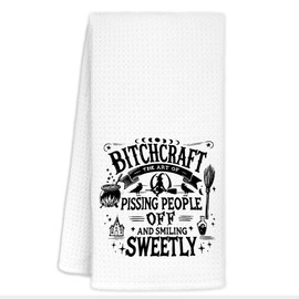 CIOJUNE Funny Witchcraft Witchy Kitchen Towels, Funny Witch Gifts Dish Tea Towels for Kitchen Decor, Dark Humor Sarcastic Witchy Decorative Hand Towel for Bathroom Decor, 16x24 Inch