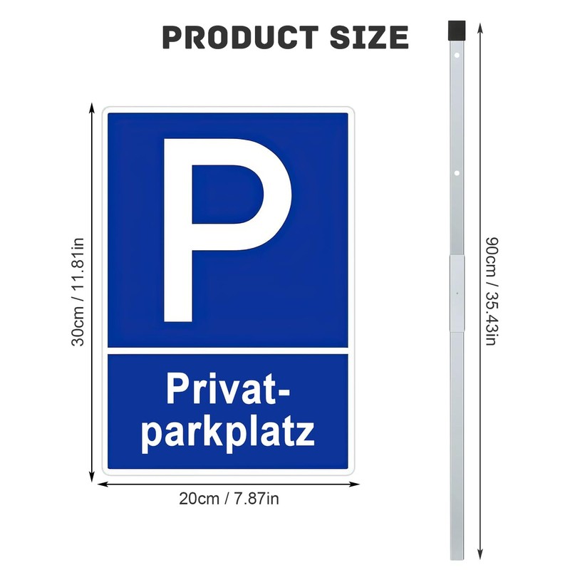 Private Parking Sign with Posts with 90 cm High Pole,