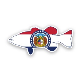 Darkside Ltd Missouri Bass Flag Sticker Decal - Weatherproof - sport fish fish mo - 2" x 0.92"
