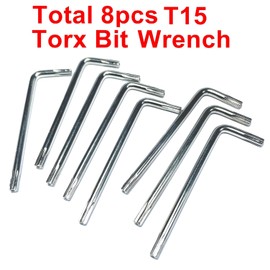 ZDingTech 8pcs T15 Torx Bit T15 Anti Tamper Proof Torx Star Key Bit Wrench,T 15 torx key set,allen key drill bit set L-Shape,S2 Steel tamper proof torx bit set