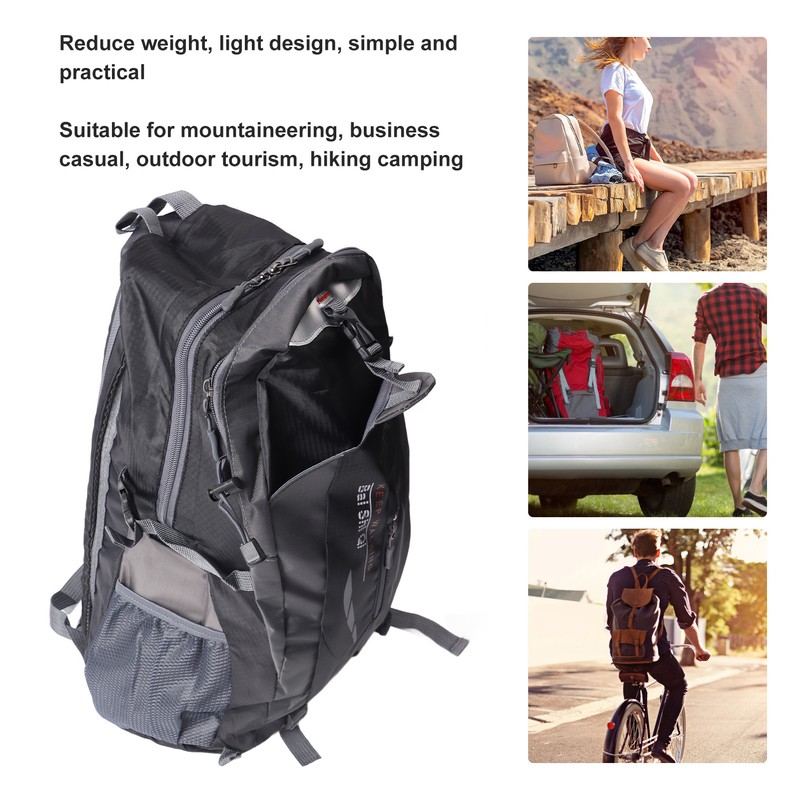 Black Outdoor Backpack Nylon Lightweight Water Repellent Hiking Sports Backpack