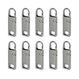 Nickel Metal Zipper Pull Replacement for Backpack Nickel Heavy Duty Zipper Extender Cord for Bag Suitcase Jacket 10pcs