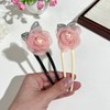 FWCXKK 4PCS Mesh Mountain Camellia U-shaped Hairpin for Women Rose