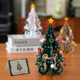 Christmas Tree Tabletop Christmas Present Tabletop Wooden Toy Christmas Ornament Ornament Ornament Decoration Decoration Decoration (Green)