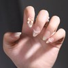 Short Almond Press on Nails White Ombre Fake Nails with
